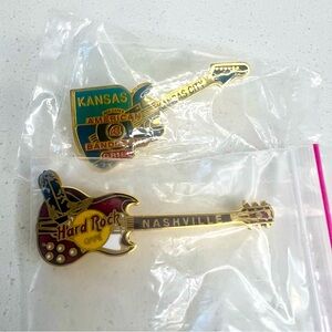 Hard Rock Cafe guitar pins, Kansas City American Bandstand Grill and Nashville